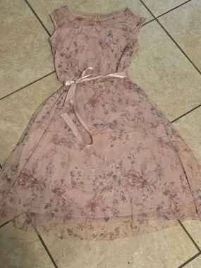 Women's Floral Midi Dress in Dusty Pink